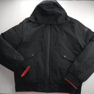 Tommy Hilfiger Men's TH Flex Hooded Bomber Jacket Size M Black Wind Resistant